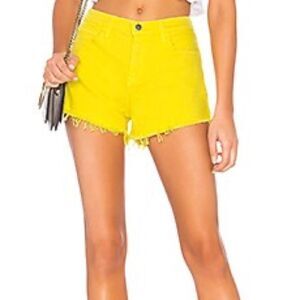 L’AGENCE Ryland Denim High Rise Cut Off Shorts Neon Bright Yellow